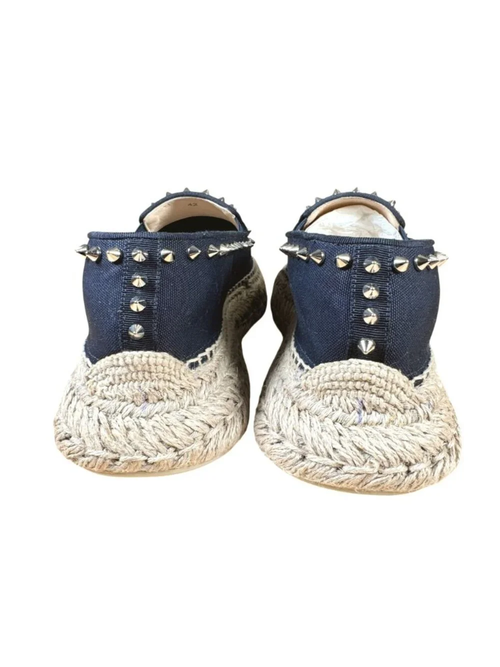 Christian Louboutin Espaboat Obscur Black Espadrille Spiked Shoes EU 42 US 12